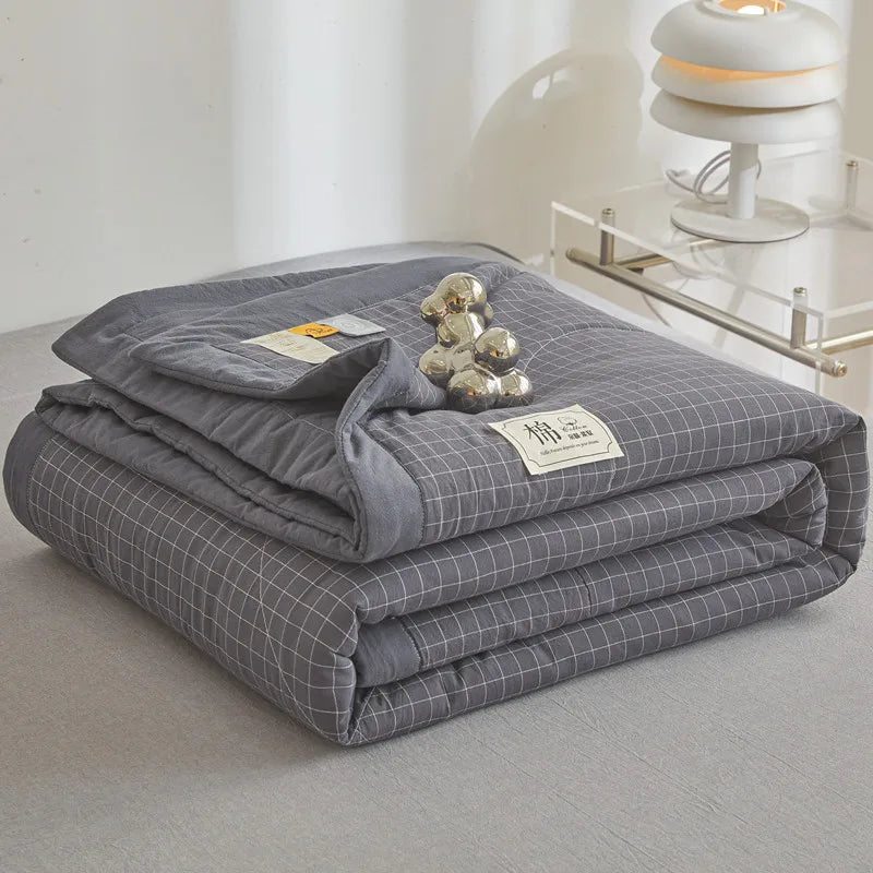 All cotton Air conditioning quilted quilt core summer washable comforter Simple Plaid soft duvet of single twin full queen size