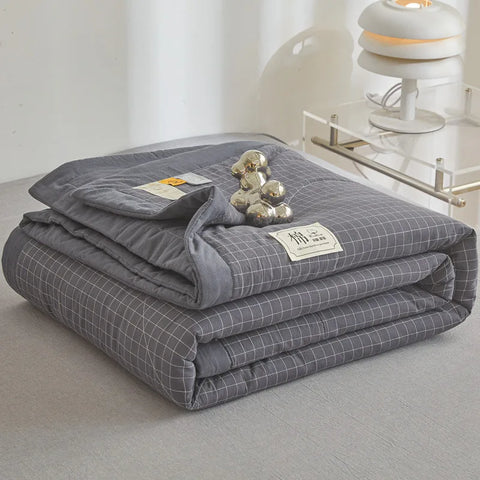 All cotton Air conditioning quilted quilt core summer washable comforter Simple Plaid soft duvet of single twin full queen size