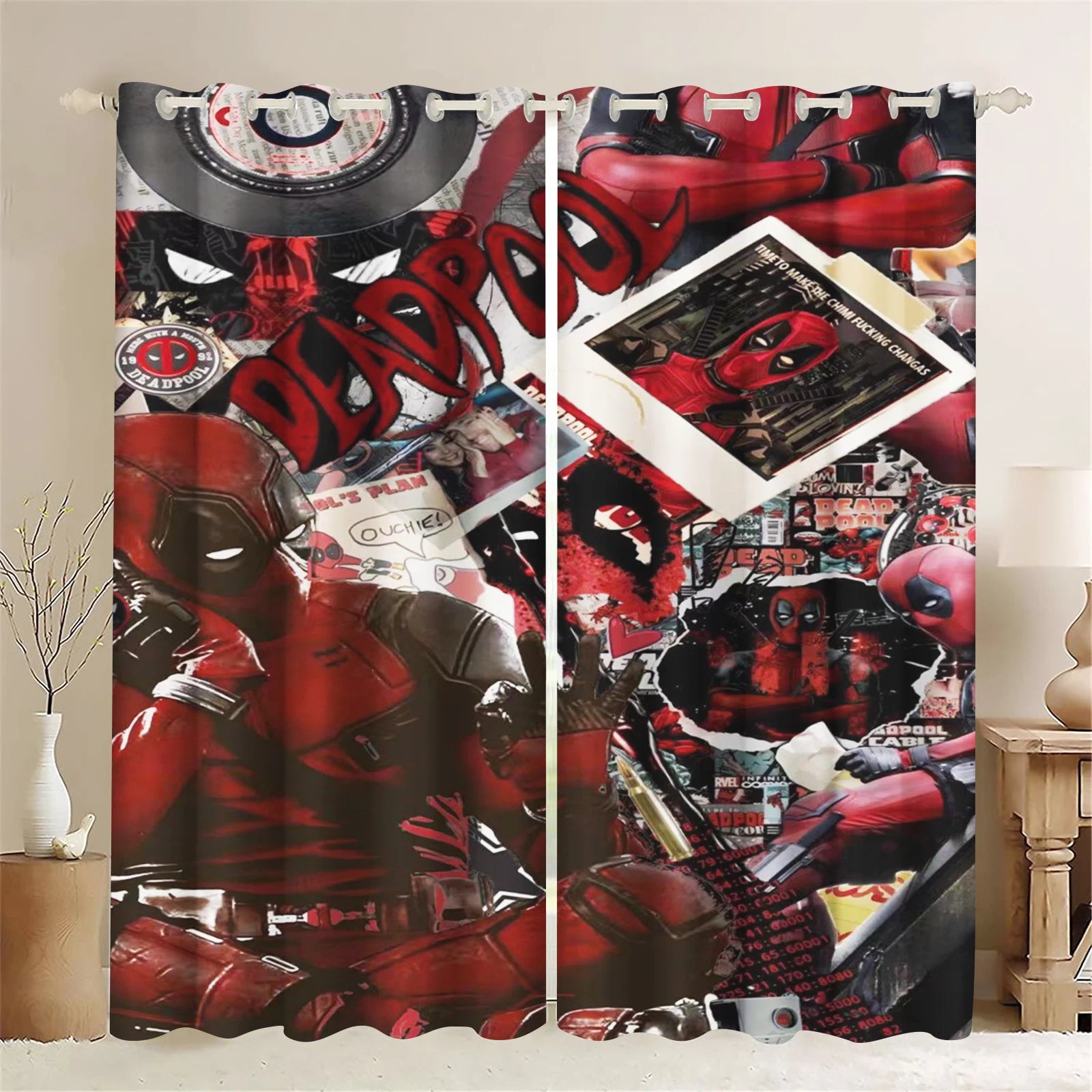 Deadpool and Wolverine Cartoon Curtain Blackout Animated Fashion Suitable For Bedroom Kids Adult Gifts Room Decoration
