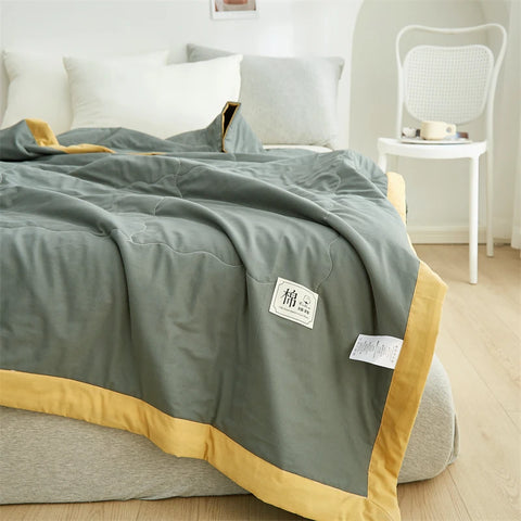 Summer Blanket 100% Cotton Inside and Outside Pure Cotton Air Conditioning Quilt Soft Skin-friendly Breathable Thin Duvet Summer