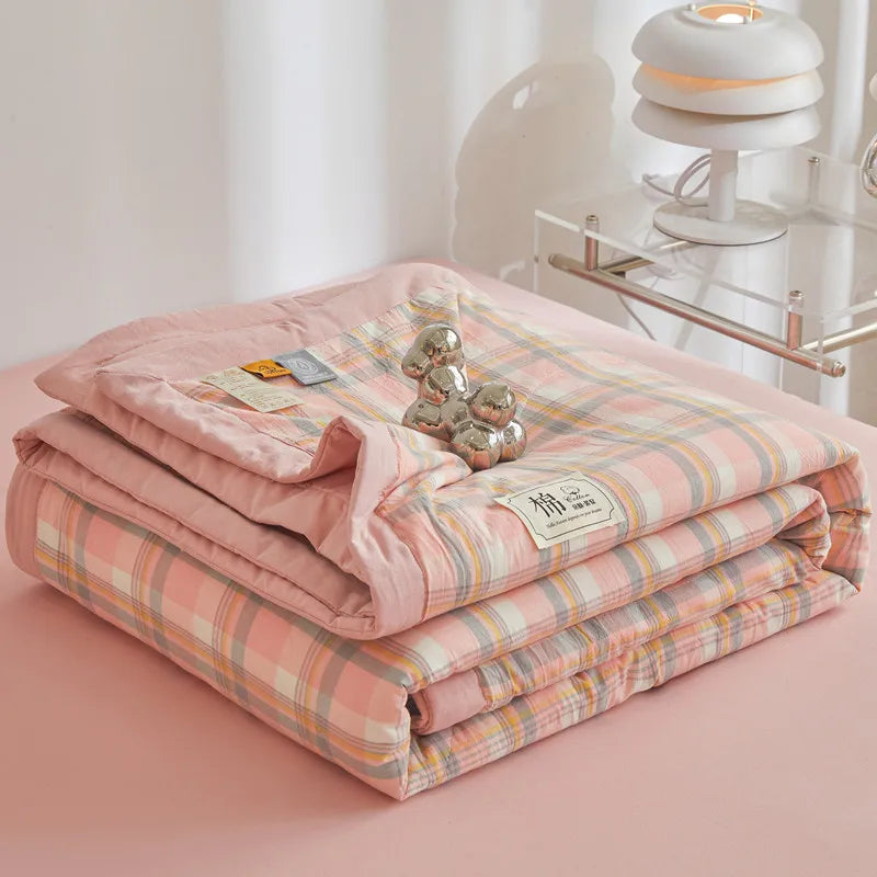 All cotton Air conditioning quilted quilt core summer washable comforter Simple Plaid soft duvet of single twin full queen size