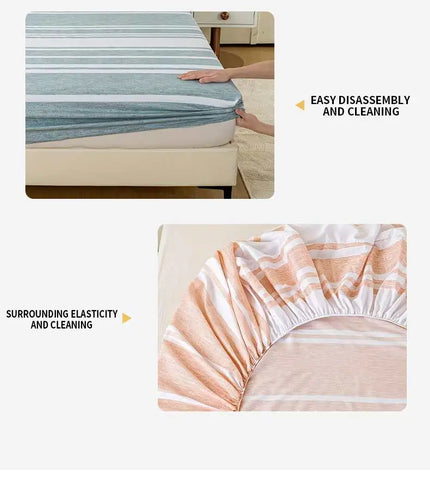 3-Piece Striped Fitted Sheet Set – Luxuriously Soft & Breathable – Includes 1 Fitted Sheet and 2 Pillowcases for Cozy Sleep – Pe
