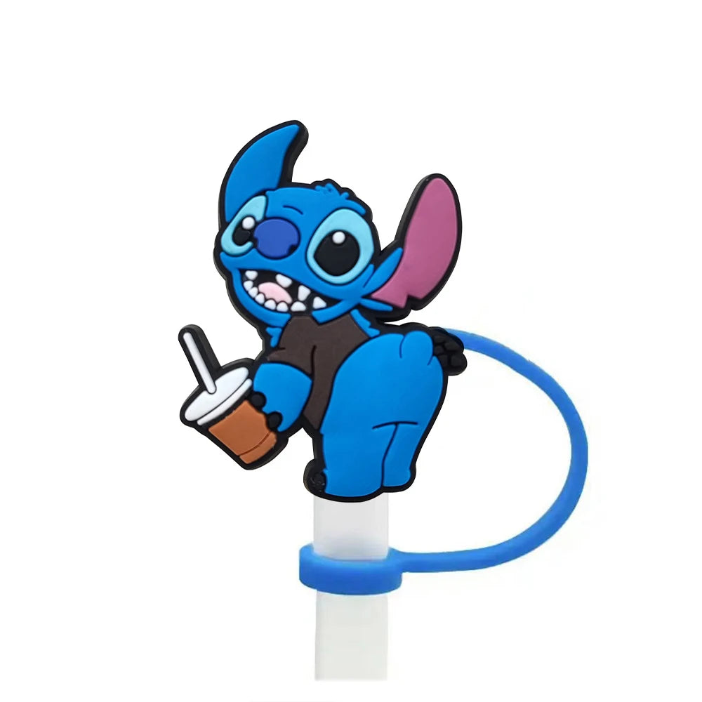 Disney Stitch Cartoon Silicone Straw Covers For Water Glass Bottle Drinking Dust Cap Straw Tip Cover Cup Accessories For 10mm