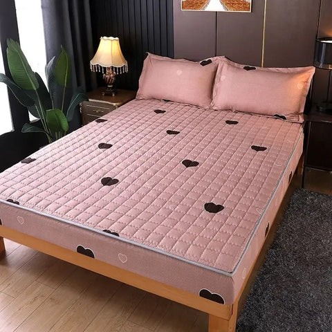 Waterproof Bed Cover Solid Color Fitted Bed Sheet With Elastic Band Anti-slip Adjustable Mattres Protector Fitted Sheet For Home