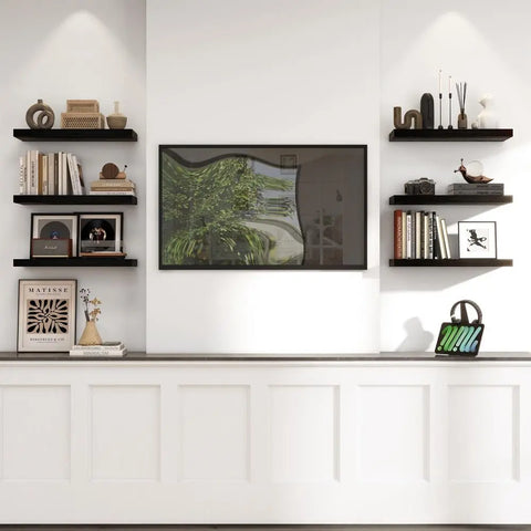 1pc Floating Shelves Wooden Wall Mounted Storage Shelf Deeper Thicker Bathroom Shelves for Living Room, Bedroom, Kitchen