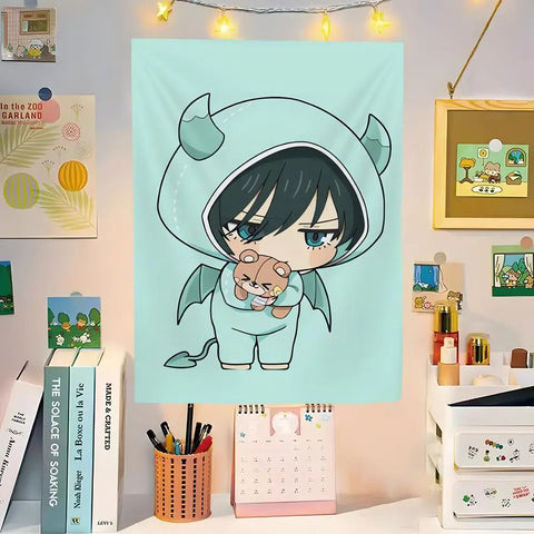 demon  Isagi Yoichi blue L-lock Tapestry Microfiber Art Decor for Bedroom Living Room Bar Garden Outdoor Festival Wall Decor