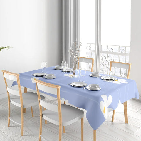 Blue floral tablecloth with white flowers, suitable for dining room decor home textiles decorative items, kitchen table covers s