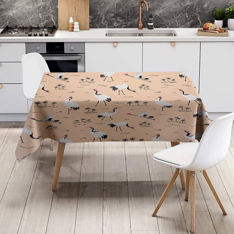 Modern Nordic Style Tablecloth Animal Print Kitchen Linen for Dining Room Decor Washable Home Textiles in Various Sizes (120cm x