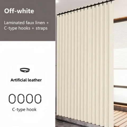 Laminated Imitation Linen Multi-color Large Ring Waterproof Strong Thick Cloth Opaque Shower Curtain, Suitable for Bathroom Use