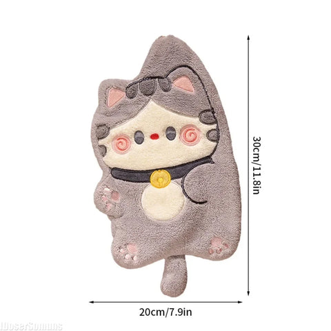 Cute Cat Hand Towel Double-thickness Hand Towel Quick-drying Absorbent Kitchen Cleaning Rag Bathroom Hanging Towels Home Supplie