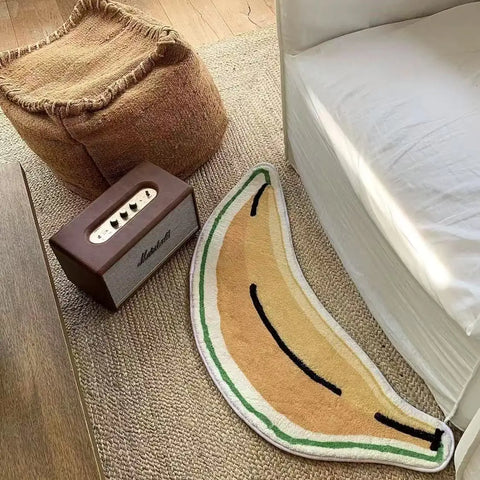 VIKAMA Cartoon Banana Carpet Bedroom Bedside Foot Mat Living Room Sofa Anti-Slip Floor Mat Balcony Mat Home Decoration