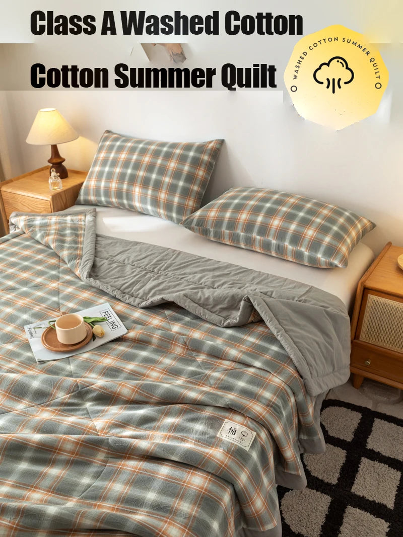 All cotton Air conditioning quilted quilt core summer washable comforter Simple Plaid soft duvet of single twin full queen size