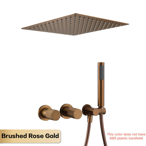 AITANA Minimalist Gun Grey Brass Ceiling Shower System Hidden Embedded Dual Handle Cold and Hot Water 2-Function Bathroom Mixer