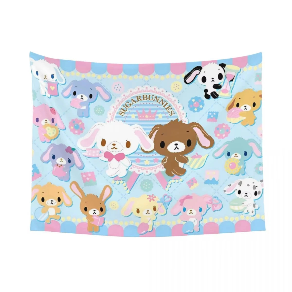 S-Sugarbunnies Anime Print Large Tapestry Wall Hanging Hippie Wall Tapestry Kawaii Cartoon Decor Living Room Bedroom Home Decor