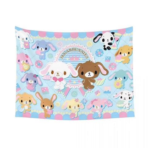 S-Sugarbunnies Anime Print Large Tapestry Wall Hanging Hippie Wall Tapestry Kawaii Cartoon Decor Living Room Bedroom Home Decor