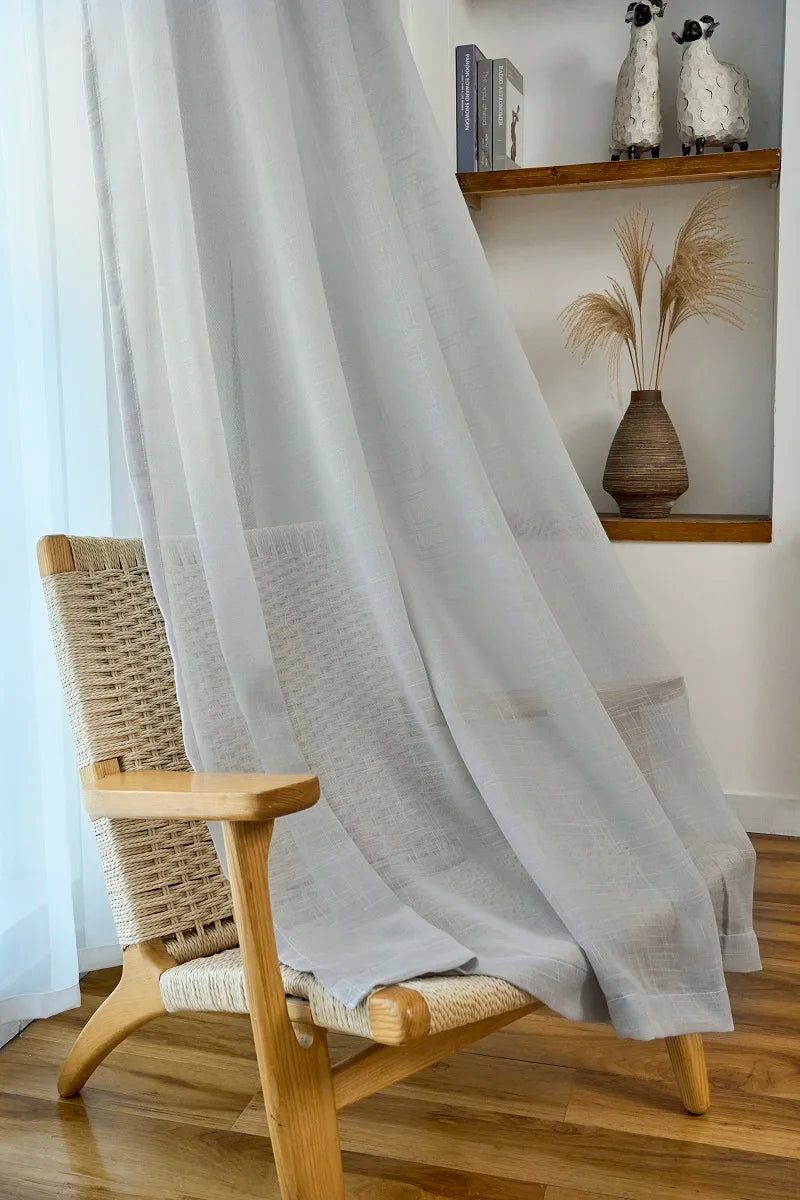 Japanese light gray linen cotton Curtains living room curtains gauze shade kitchen bedroom sitting room curtain custom size