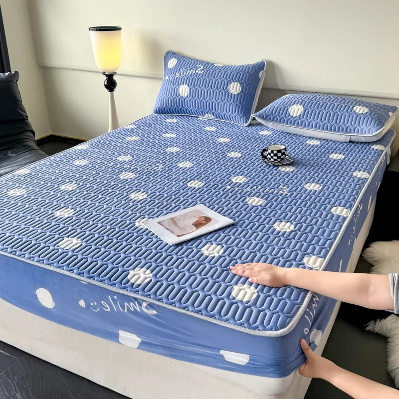 Natural Latex Thicked Summer Cooling Mat for Bed Soft Cool Feeling Fitted Sheet and Pillowcase Matress Cover Grade A Summer Mats