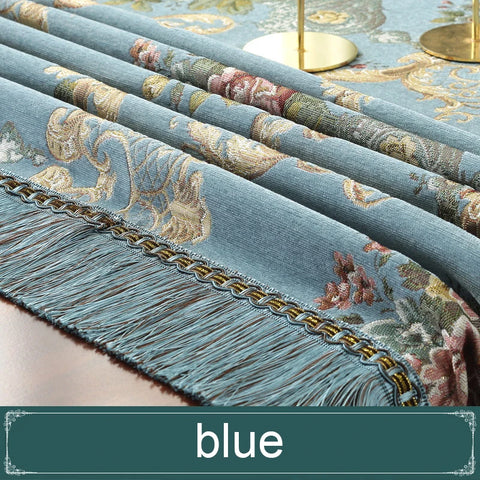European Retro Dinning Tablecloth With Tassel Luxury Embroidery Table Cover Flower Elegant Table Cloth Decoration Living Room