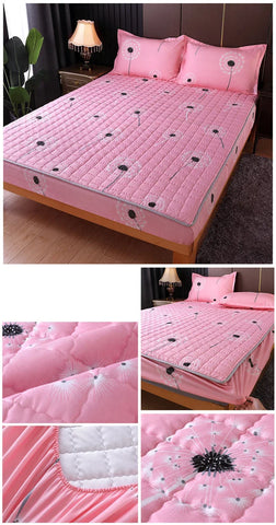 Waterproof Bed Cover Solid Color Fitted Bed Sheet With Elastic Band Anti-slip Adjustable Mattres Protector Fitted Sheet For Home