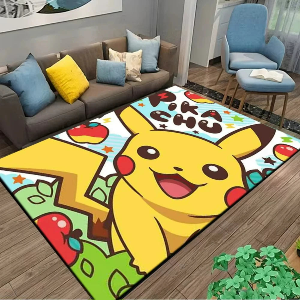 MINISO PIkachu Pokemon Anime Themed Carpet for Living Room Bedroom Kid's Room NonSlip Playmat Balcony Lounge Sofa Rug Gift Idel
