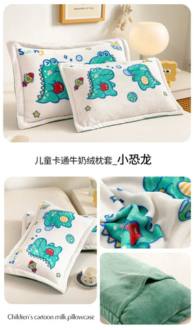 Kids Thick Warm Winter Pillowcase ,Velvet Flannel Skin-Friendly Pillowshams,Fluffy Fabric Pillow Covers Super Soft Home Textiles