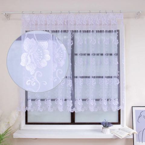 FLYING Romantic Style Embroidered Sheer Curtain Semi-Transparent Window Drapes for Living Room Multiple Sizes Available 1pc