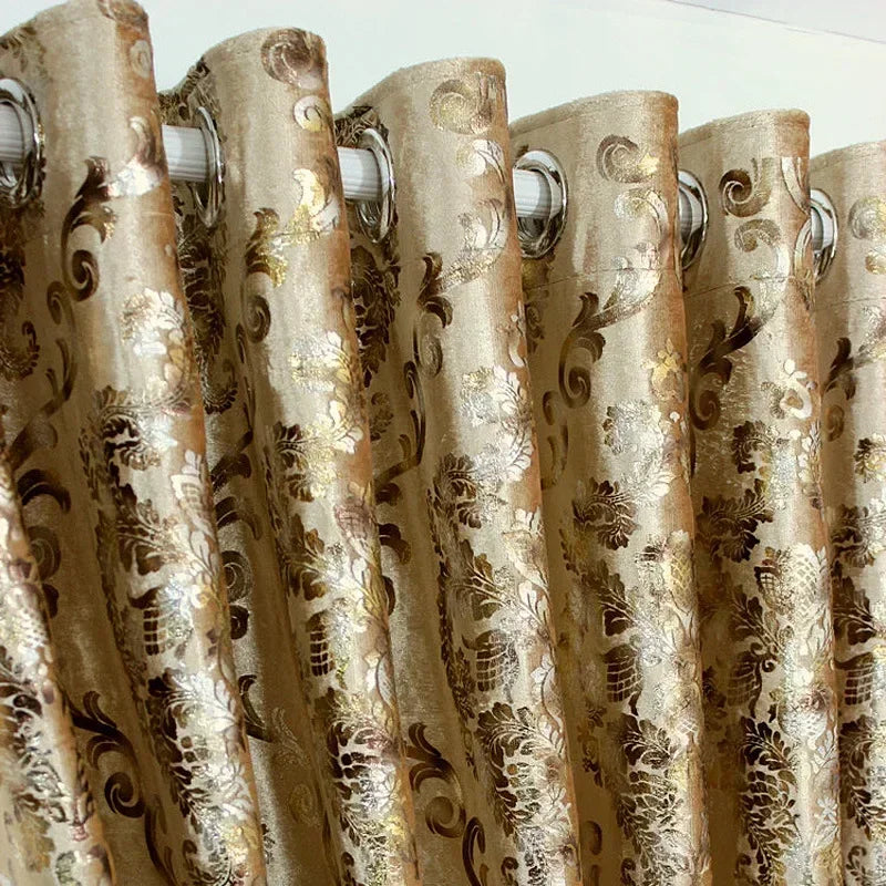 European Luxury Gold Curtains For Living Room Bedroom Sheer Embroidered Tulle Print Shading Windows Backdrop Customize Шторы