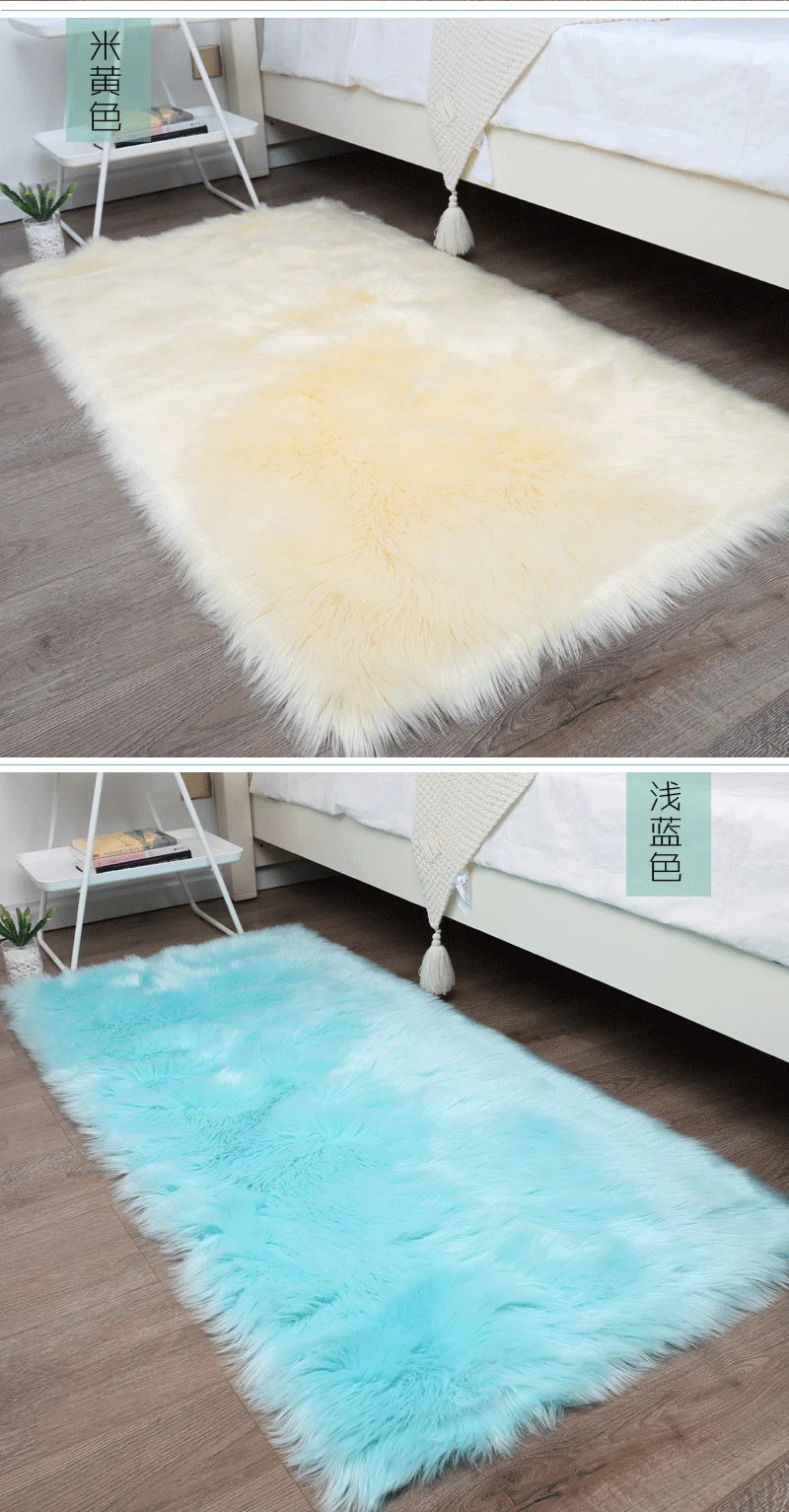 Thick White Carpet Soft Fur for Living Room Plush Rug Bedroom Imitation Wool Fluffy Floor Carpets Window Bedside Home Decor Rugs
