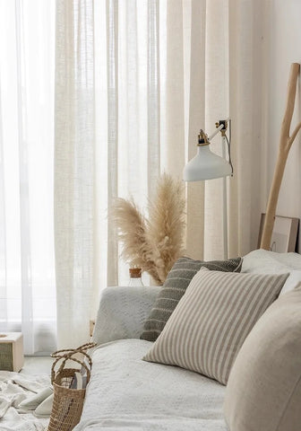 Japanese light beige Sheer Curtains for Living Room Tulle Curtain In The Bedroom Window Japanese Short Kitchen Door Drapes