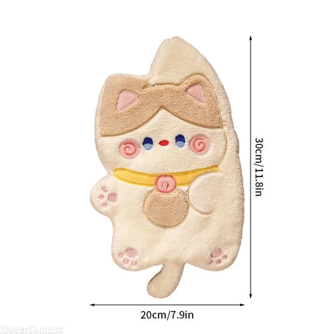 Cute Cat Hand Towel Double-thickness Hand Towel Quick-drying Absorbent Kitchen Cleaning Rag Bathroom Hanging Towels Home Supplie