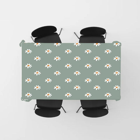 Green Floral Tablecloth Decoration Modern Dining Room Linens Home Decor for Kitchen Living Area