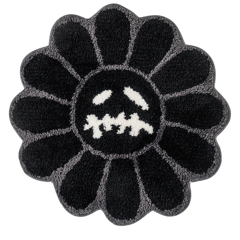 Smiling Face Tufted Rug Flower Art Rug for Bedroom Living Room Retro Rainbow Fluffy Bathroom Smile Rug Nonslip Mat Home Decor