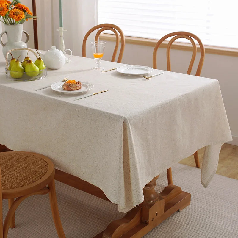 Washable Cotton Linen Tablecloths Fabric Tassel Tablecloth Dust-Proof Table Cover For Kitchen Dinning Tabletop Home Decoration