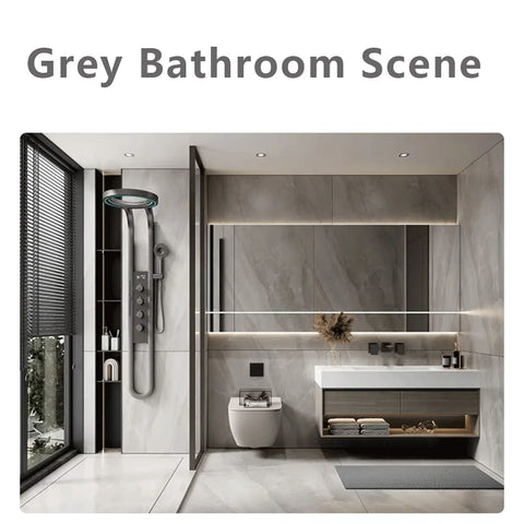 Modern High End Rainfall Shower Panel SPA Massage Jet Waterfall Showers Column Taps Set LED Display Smart Bathroom Shower System