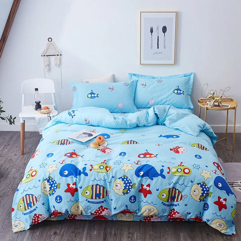 Cute Bear Duvet Cover Set for Teens, 3-Pieces Set 100%Cotton Comforter Cover with Pillow Shams, Soft Comfortable Kids Bedding