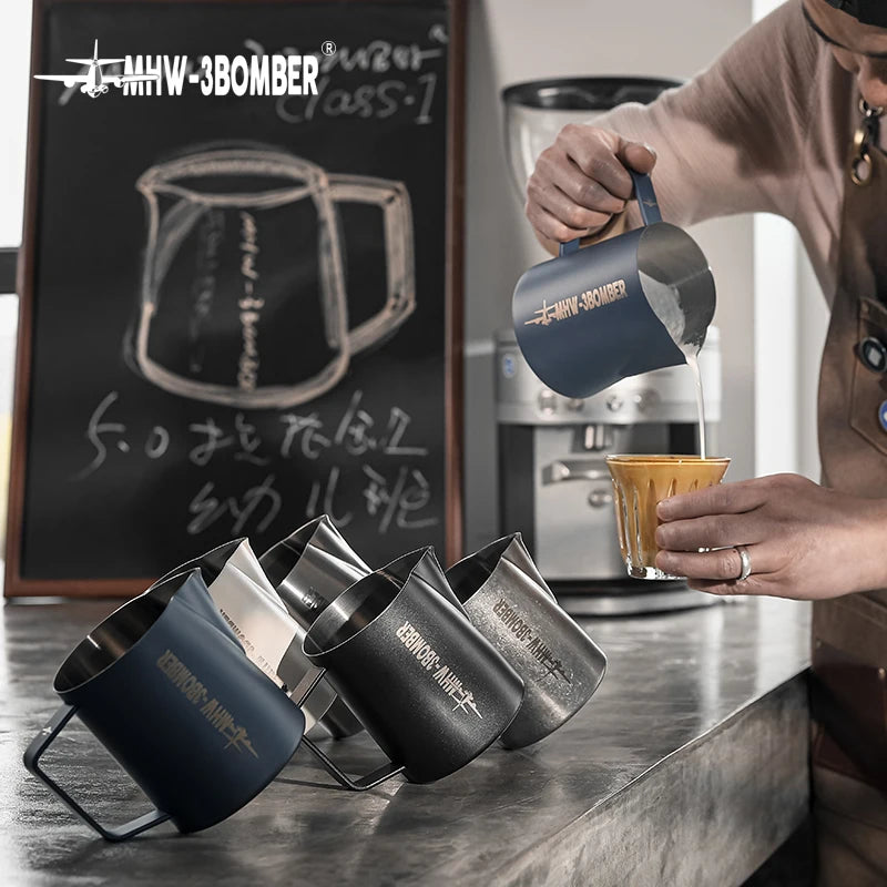MHW-3BOMBER Milk Frothing Pitcher 304 Stainless Steel Latte Art Pitcher Cup 2023 WLAC World Champion Barista Milk Steaming Jug