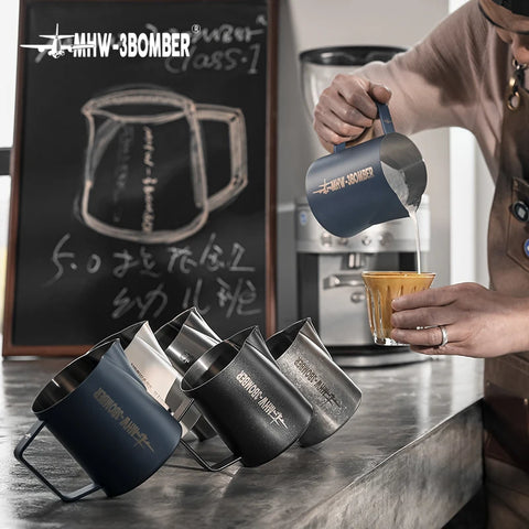 MHW-3BOMBER Milk Frothing Pitcher 304 Stainless Steel Latte Art Pitcher Cup 2023 WLAC World Champion Barista Milk Steaming Jug
