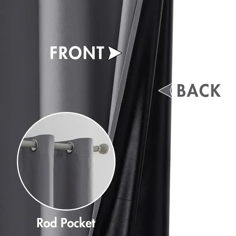 1PC Beige/Grey 100% Blackout Curtains with Grommets Total Privacy Drapes High Shade Shading Curtain For Living room Bedroom