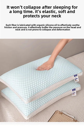 1PC Summer Cooling Ice Silk Pillow Breathable Mesh Edges 3D Ergonomic Cervical Support Pillow Core for Home Hotel 2025 New