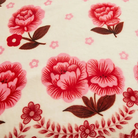 Thin Blanket for Summer Soft Coral Fleece Flannel Blanket for Beds Flower Printed Plaids for Bed Single/Queen/King Size Blanket