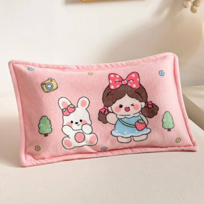 Kids Thick Warm Winter Pillowcase ,Velvet Flannel Skin-Friendly Pillowshams,Fluffy Fabric Pillow Covers Super Soft Home Textiles
