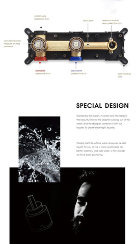 Luxury gun gray brass wall mounted shower system embedded design with 2 handles dual control hot and cold water bathroom faucet