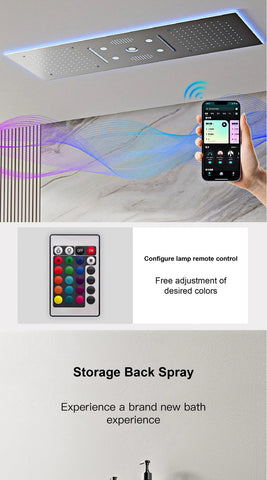 AITANA Luxury Brass Gunmetal LED Display Thermostatic Shower System Bathroom Ceiling embedded concealed giant curtain Rainfall