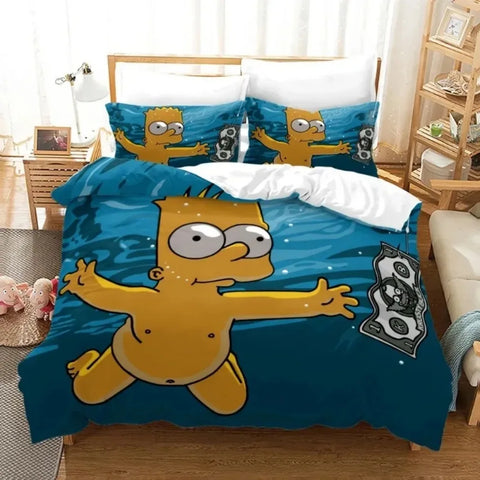 S-Simpsons Bedding Sets,The Simpsons Cover Sets,Anime Cosplay Cute Bed Quilt Covers Pillowcases for Children Adolescents