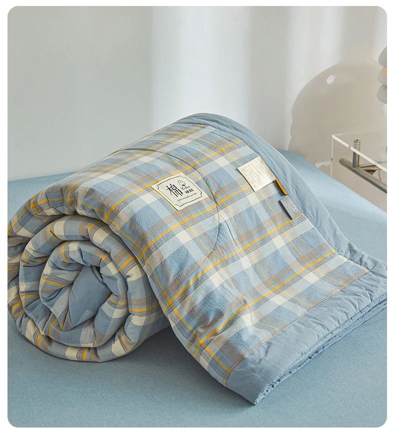 All cotton Air conditioning quilted quilt core summer washable comforter Simple Plaid soft duvet of single twin full queen size