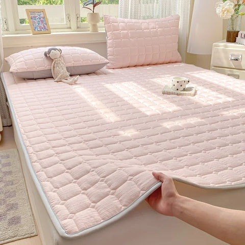 1/2/3-Pack Stripe Embossed Cotton Mattress Lightweight Breathable All-Season Machine Washable Ideal for Bedroom Or Guest Room