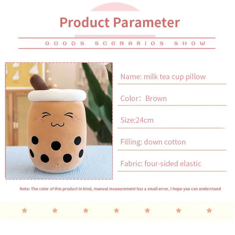 1Pcs Simulation Milk Tea Cup Pillow Plush Toy Small Pearl Milk Tea Cute Funny Doll Creative Decoration