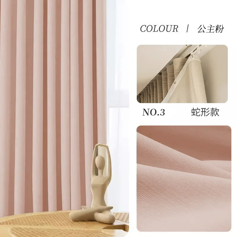 Custom Size S Wave Fold Curtains for Living Dining Room Modern Thick Chenille Blackout Bedroom White Tulle Window Decor Fashion
