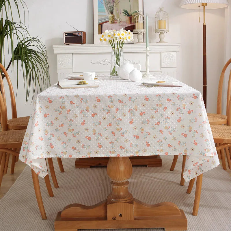 Cotton Floral Tablecloth Tea Table Decoration,Rectangle Table Cover For Kitchen Wedding Dining Room Party Cloth CoverDecoration