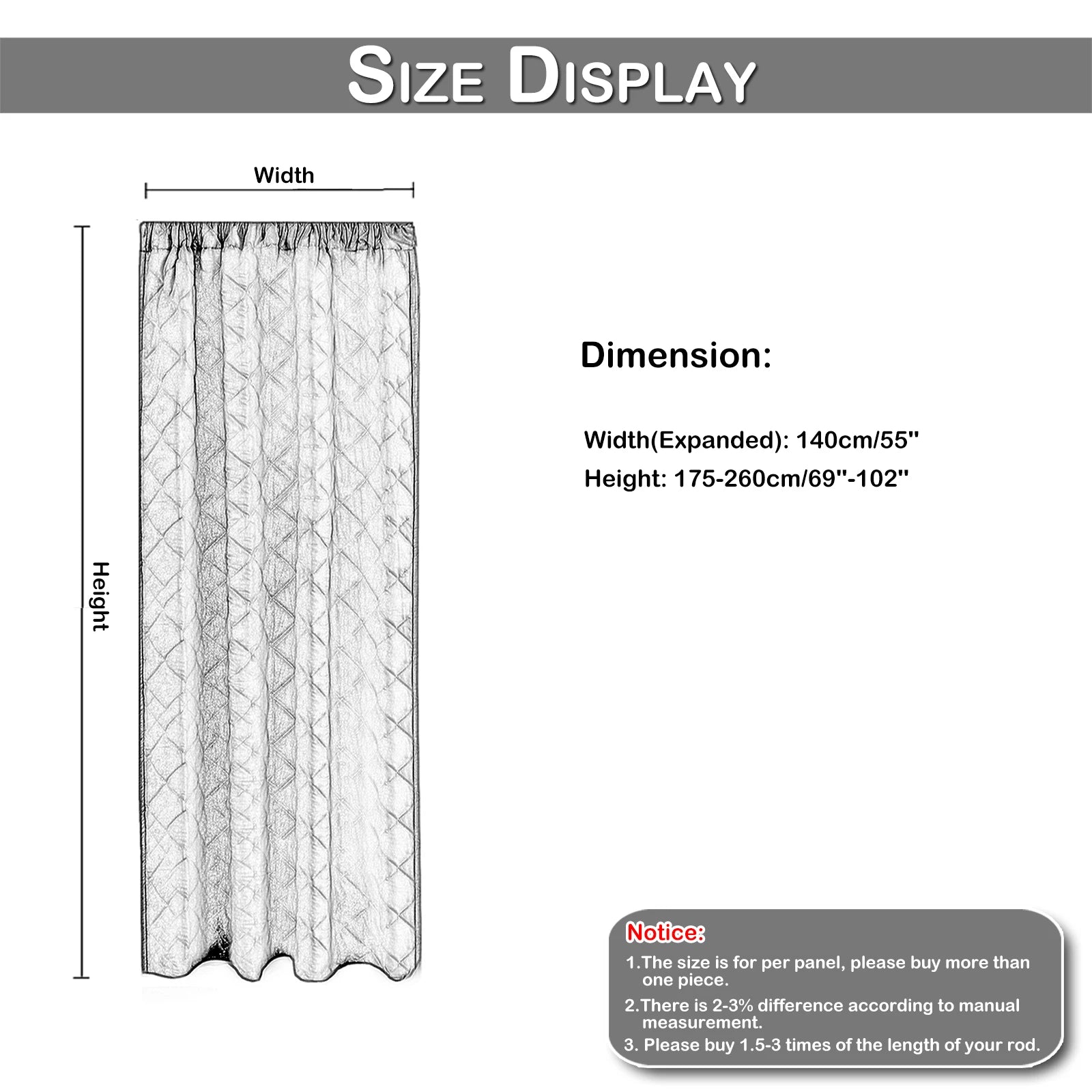 Quilted Blackout Curtains Heavy Duty Noise Reducing Thermal Insulated Drapes Liner Anti-cold Rod Pocket for Living Room Bedroom